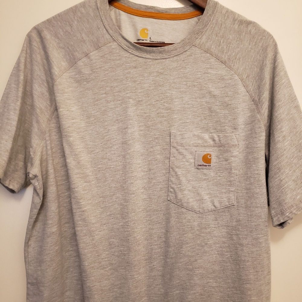 Carhartt Gray Short Sleeve Tee with Logo Relaxed Fit